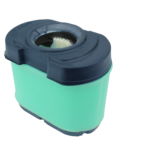 Green and black air filter component designed for John Deere equipment maintenance from parts and lubricants collection