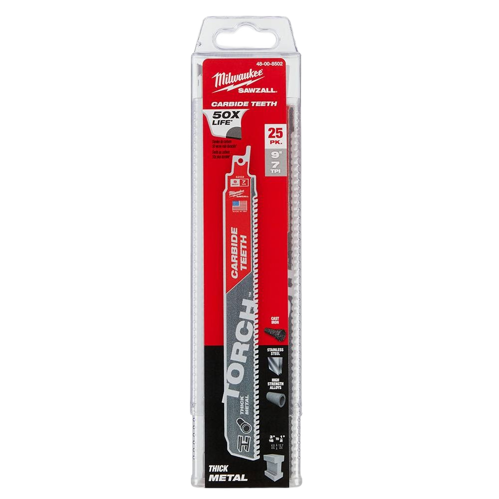 Milwaukee 9-inch saw blade with 8 TPI carbide teeth for cutting thick metal in tool and woodworking accessories
