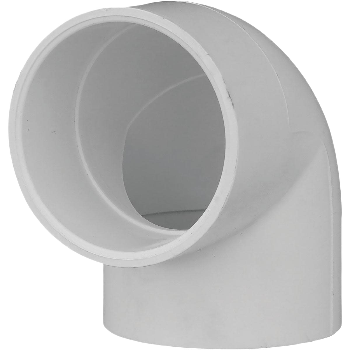 White PVC 90-degree elbow fitting for plumbing and irrigation in Pipes & Fittings and Under $50 collections
