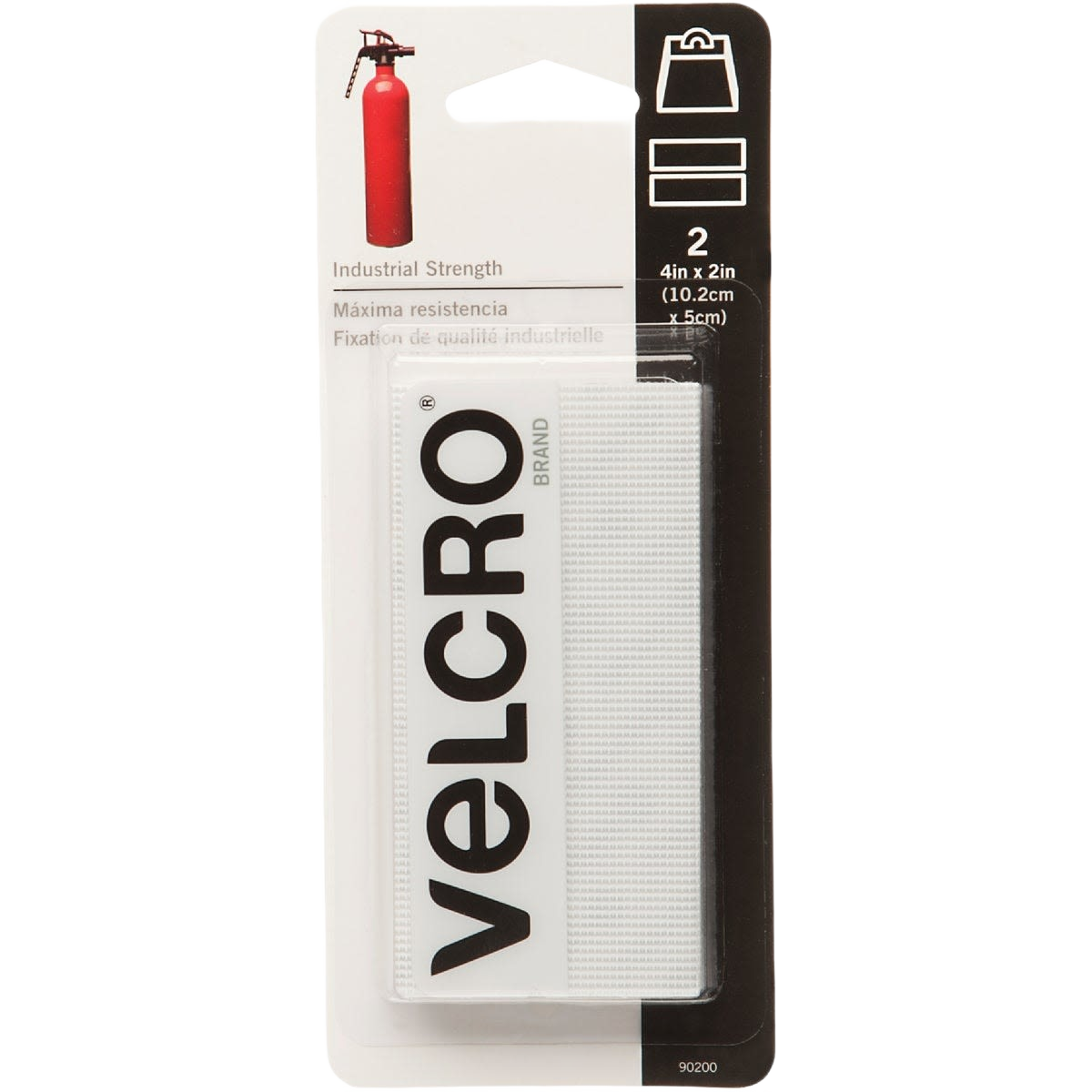 VELCRO Brand White Hook & Loop Strip, 2 x 4 in.