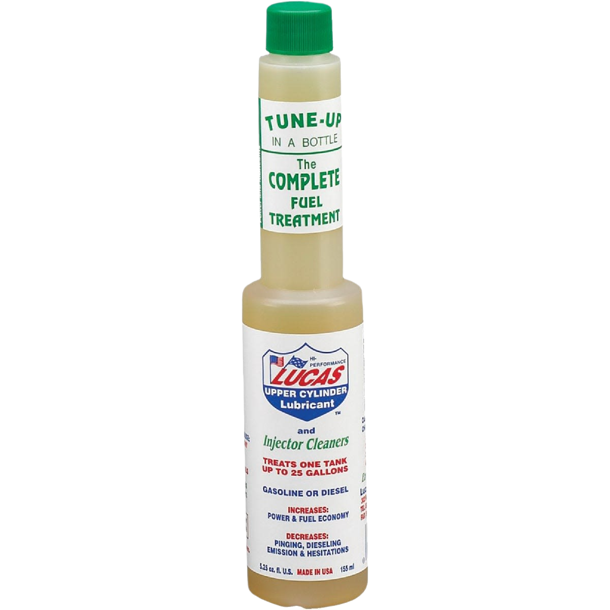 Plastic bottle of fuel system treatment with green cap for engine and automotive care under $50 collections