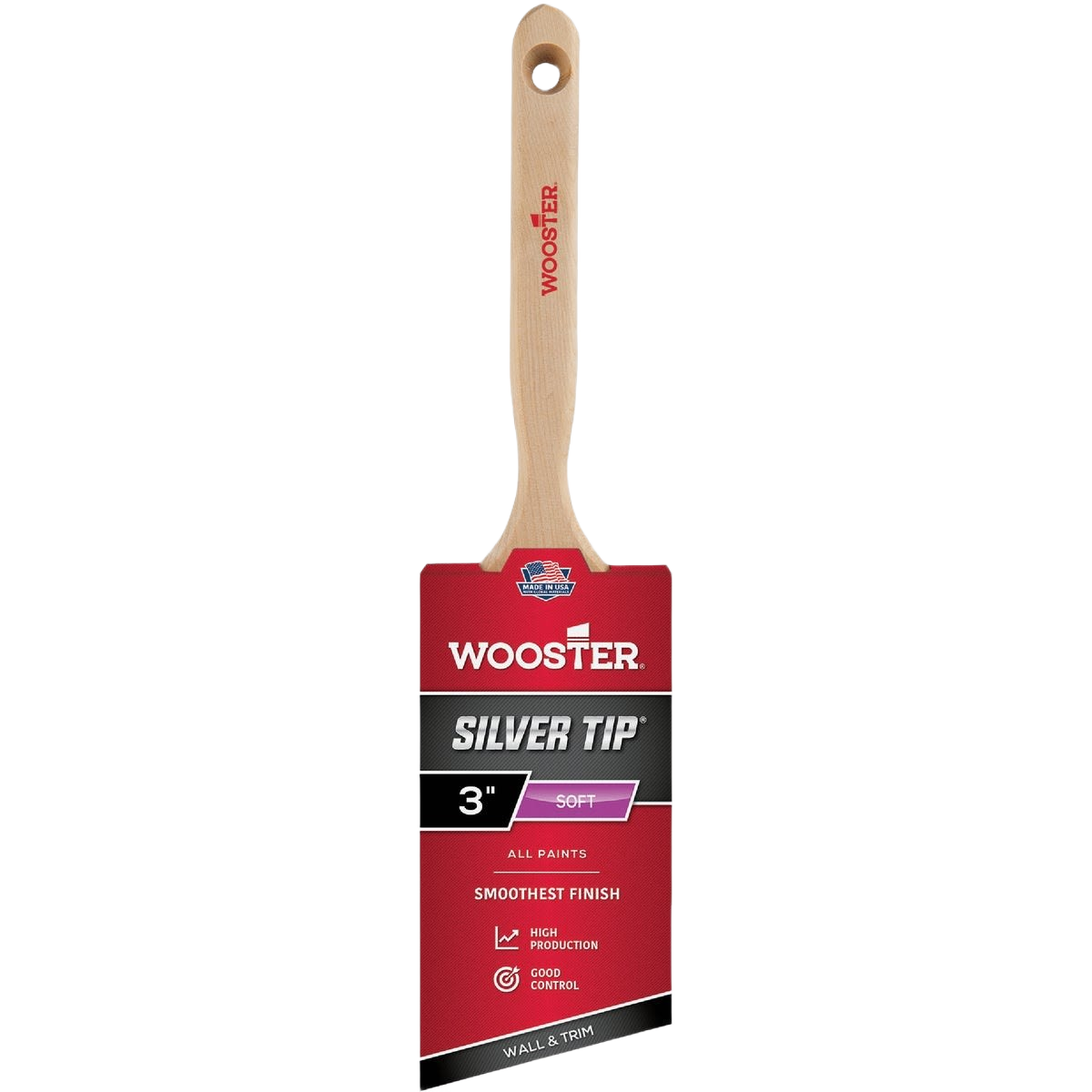 3-inch Wooster Silver Tip angled sash paint brush with wooden handle for smooth wall and trim finishes in home improvement projects