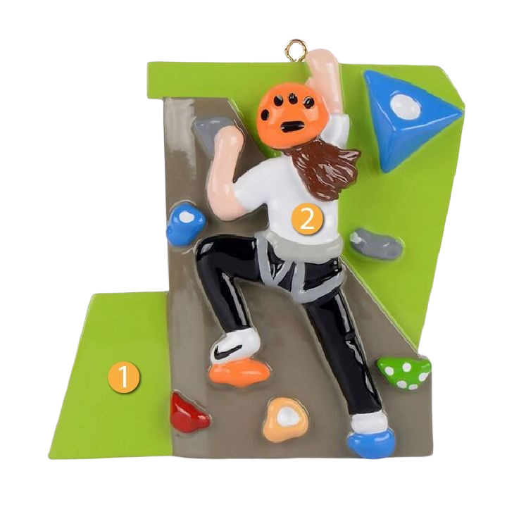 Girl climbing rock wall ornament with colorful holds and safety helmet for Christmas Ornaments & Tree Decorations under $50 collection