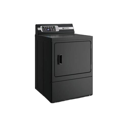 Modern black gas dryer with digital control panel designed for washers and dryers in appliances and home improvement collections
