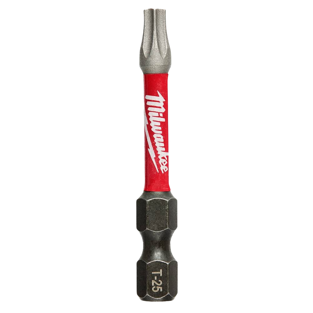 Red and black Milwaukee SHOCKWAVE™ T25 TORX bit for power tool accessories in home improvement collection