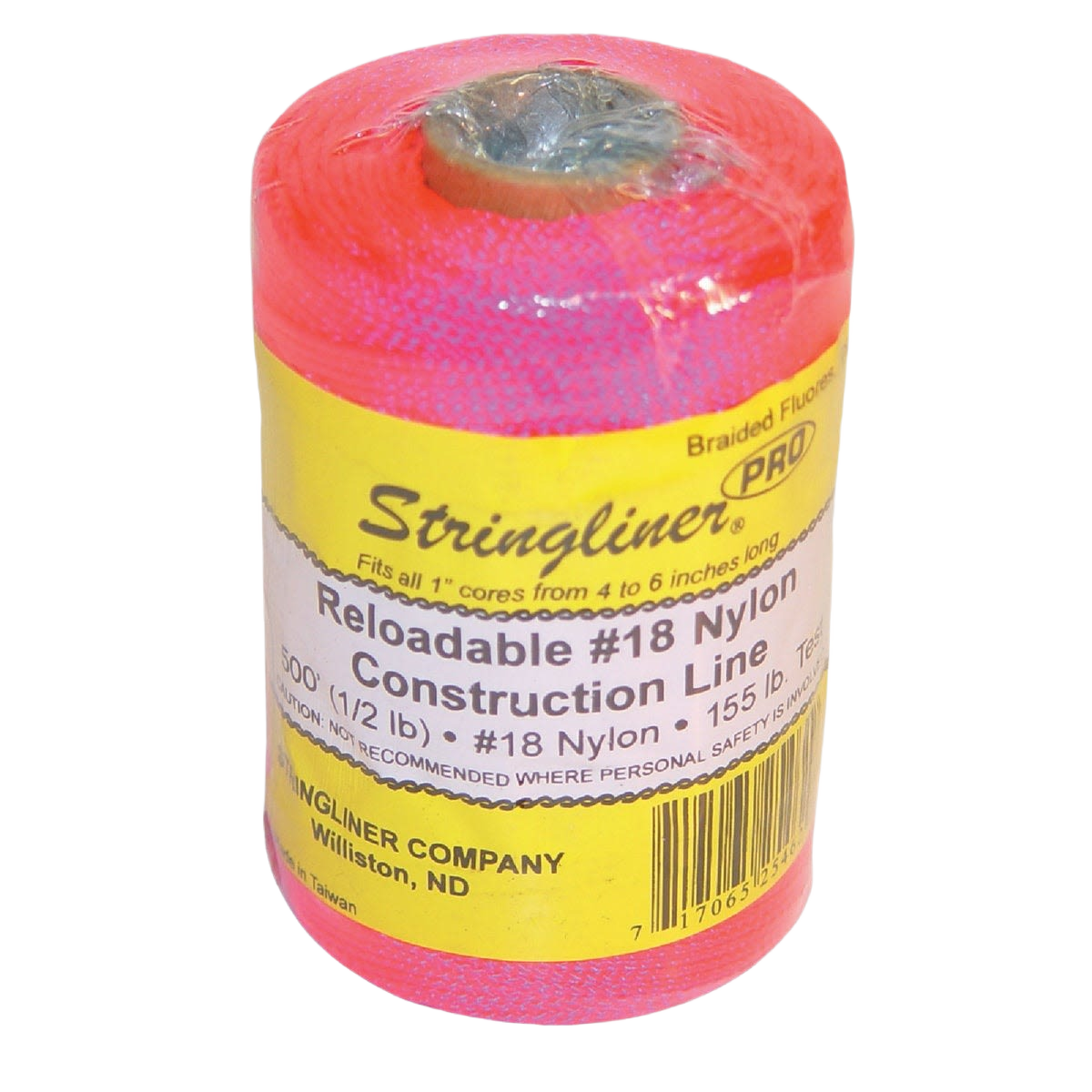 Bright pink nylon mason line spool with 500 ft length for construction and home improvement projects