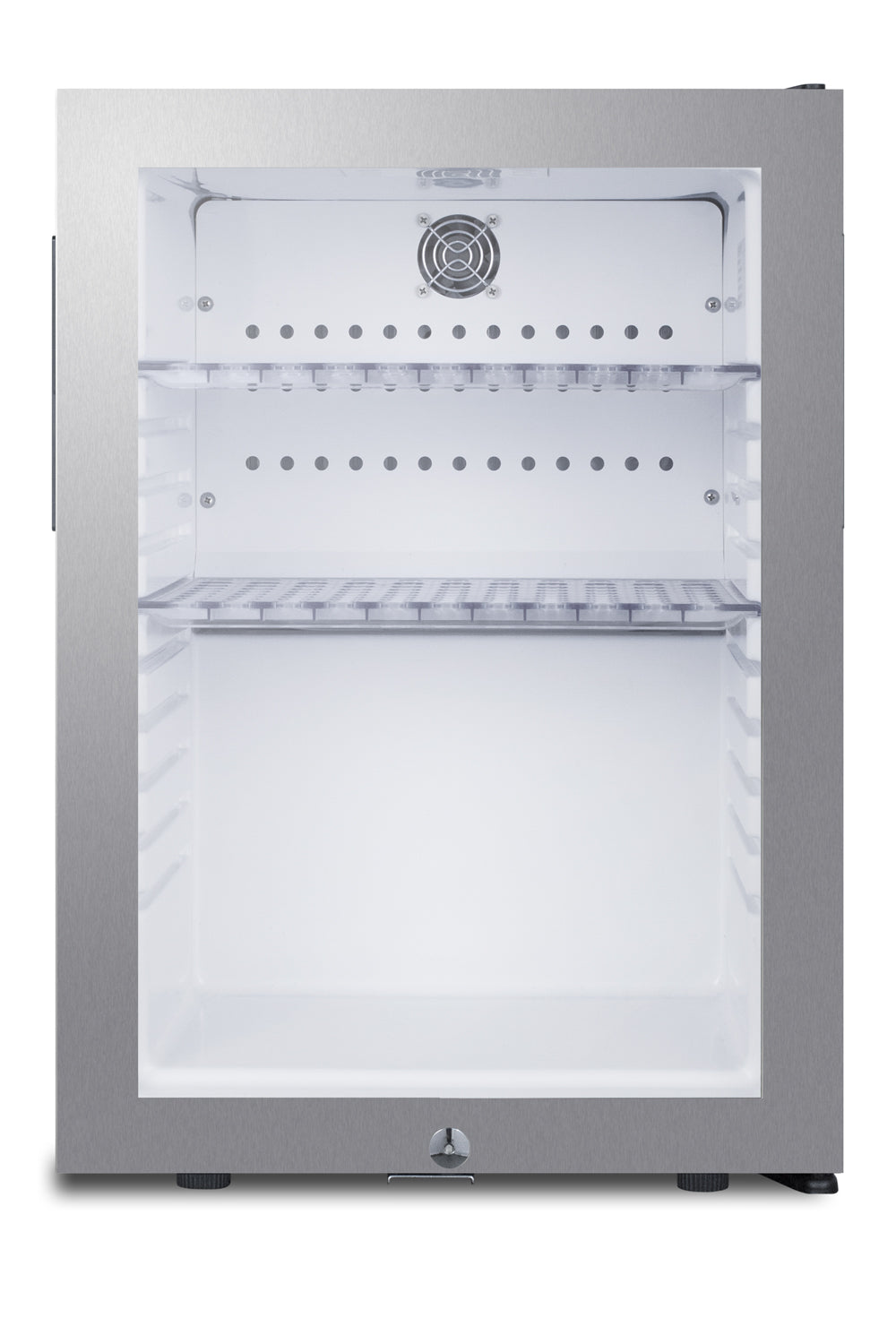 Compact minibar with glass door and metal frame designed for refrigerators and kitchen appliances collections