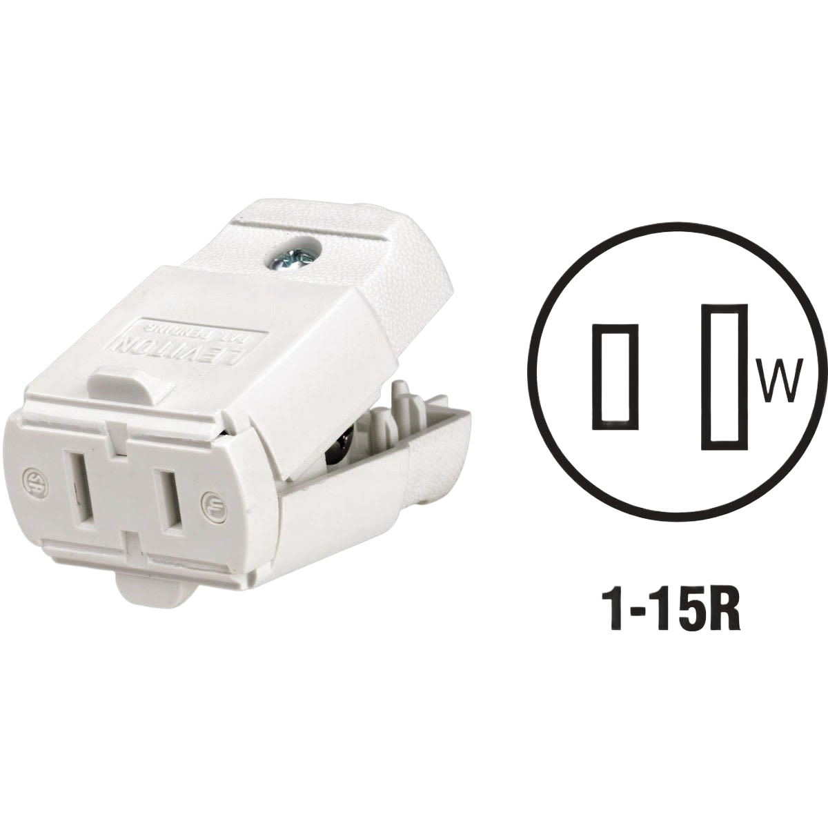White hinged 2-pole cord connector with durable thermoplastic housing for electrical wire and home improvement use