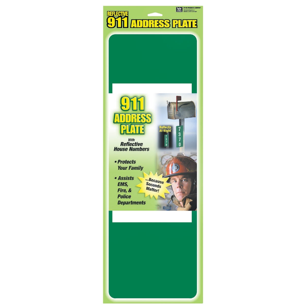 Green reflective address plate with predrilled holes for easy mounting in home improvement hardware collections under $50