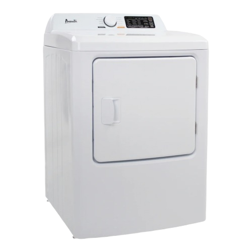 White front load electric dryer with control dial and digital settings panel in appliances and electric dryers collection