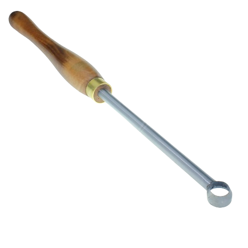 Tool with wooden handle and metal ring tip designed for precise home improvement tasks and woodworking use