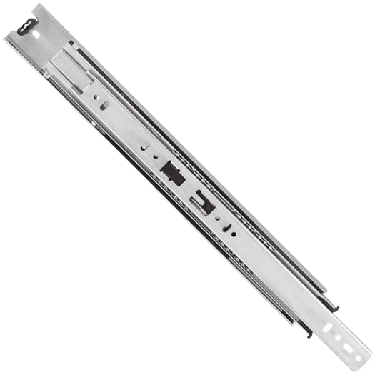Single silver metal heavy-duty file drawer slide with ball-bearing mechanism for smooth cabinet hardware installation and home improvement tasks