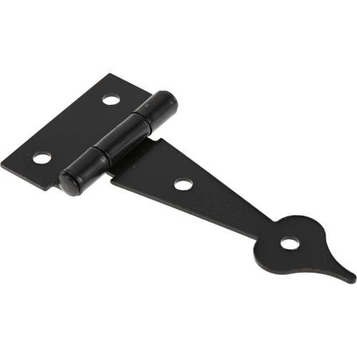 Black 3-inch light T-hinge with decorative tip for doors and gates in hardware and furniture accessories collections