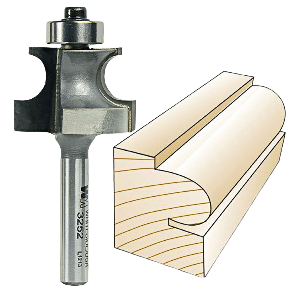 Carbide-tipped edging bit for woodworking with bearing guide, ideal for decorative trim and home improvement projects