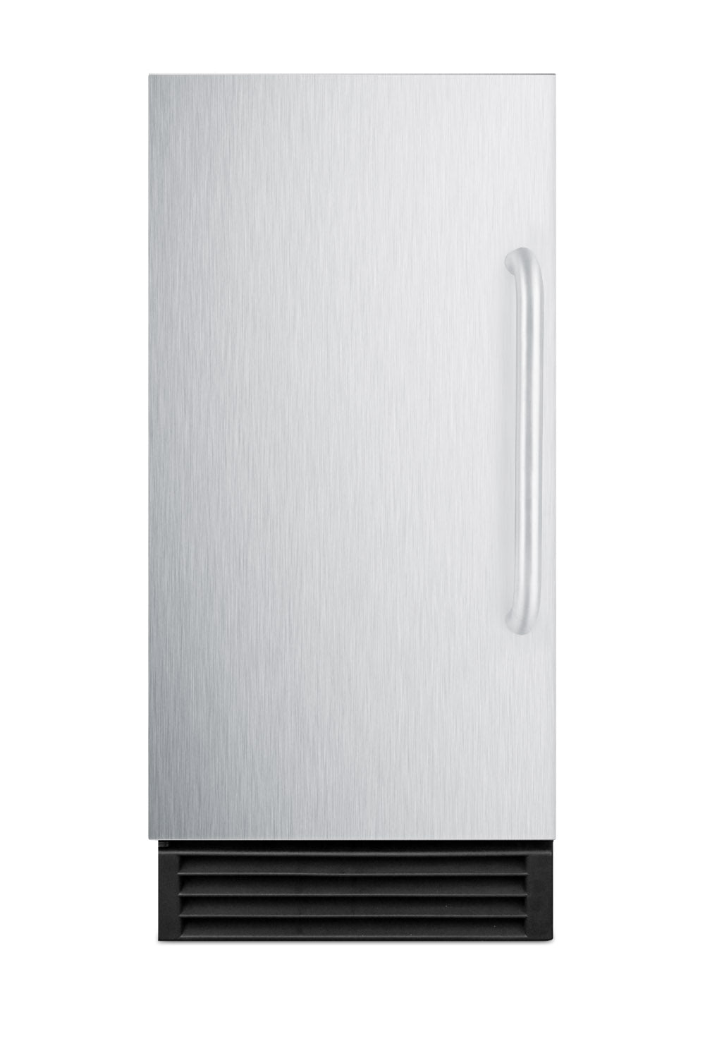 Built-in stainless steel icemaker with vertical handle and front ventilation grille, designed for Refrigerators, Kitchen & Kitchenware, All Products, and Appliances collections.