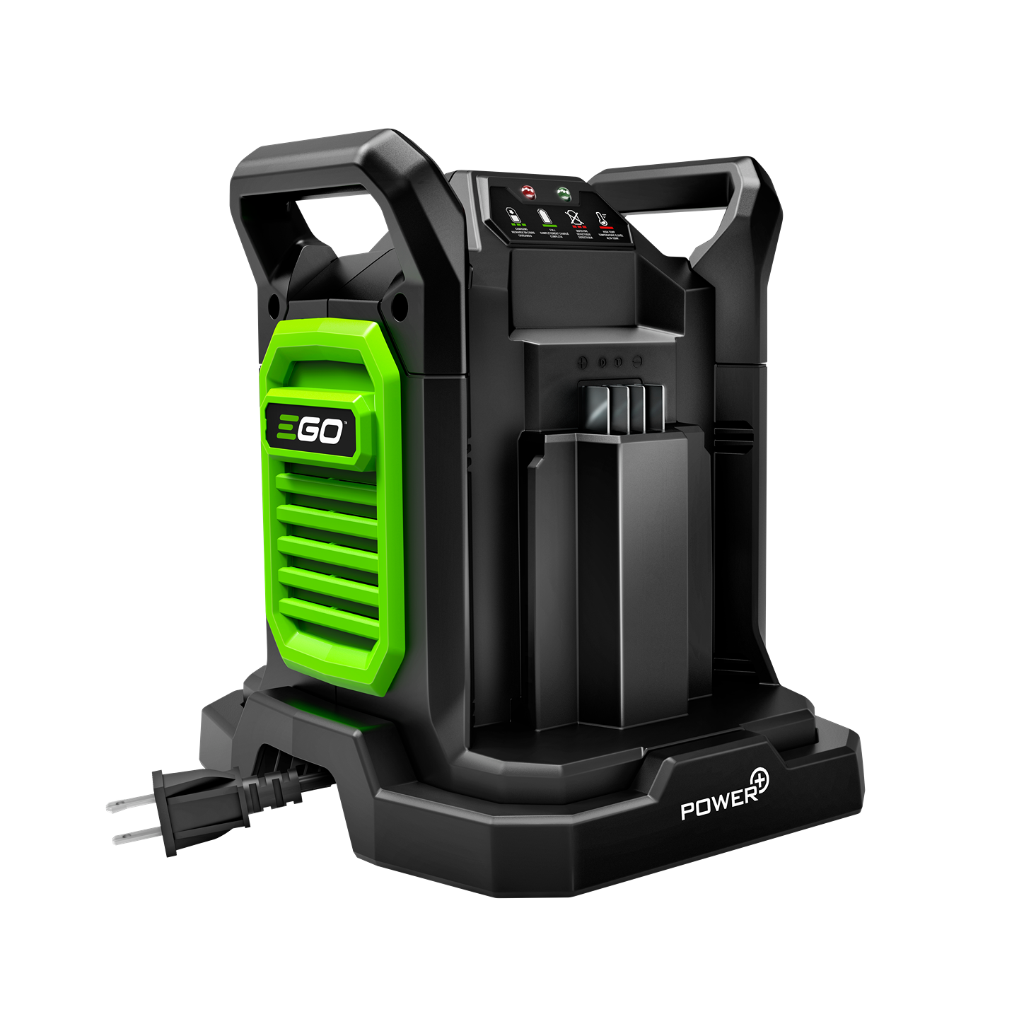 Compact black and green dual port battery charger for power tool batteries in tool accessories collection