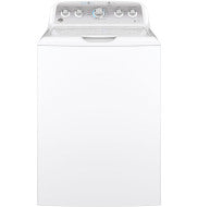 White top load washer with stainless steel basket and control panel featuring multiple knobs and buttons from washers collection
