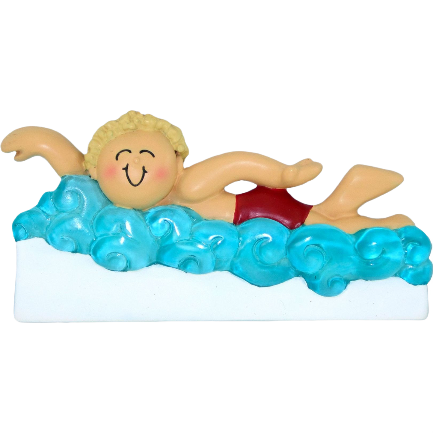 Ornament of blonde child swimming in blue waves for Christmas Ornaments & Tree Decorations under $50 collection
