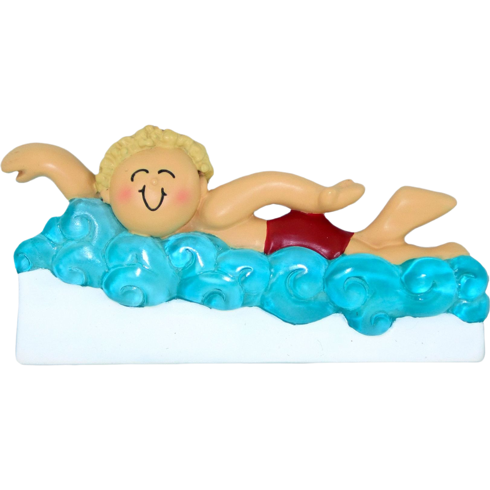 Ornament of blonde child swimming in blue waves for Christmas Ornaments & Tree Decorations under $50 collection