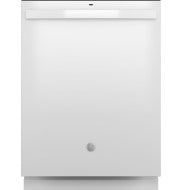 White top control dishwasher with plastic interior, featuring sanitize cycle and dry boost in kitchen appliances collection
