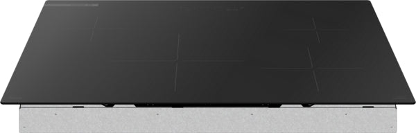 Sleek black induction cooktop with four cooking zones for modern kitchen and home improvement appliances collection