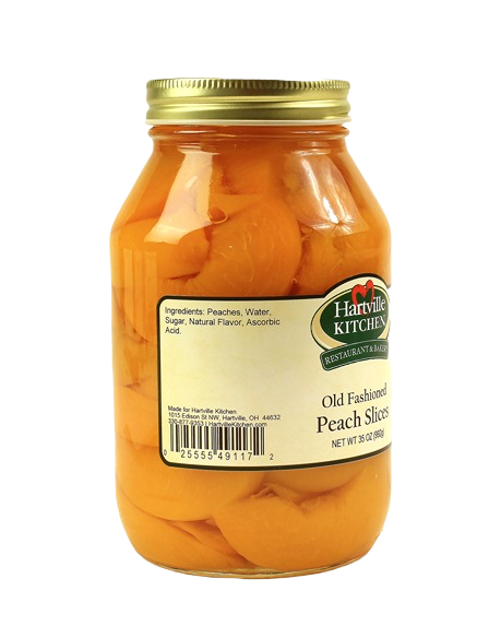 Glass jar of Hartville Kitchen peach slices with gold lid in jams and jellies and food & beverage collections