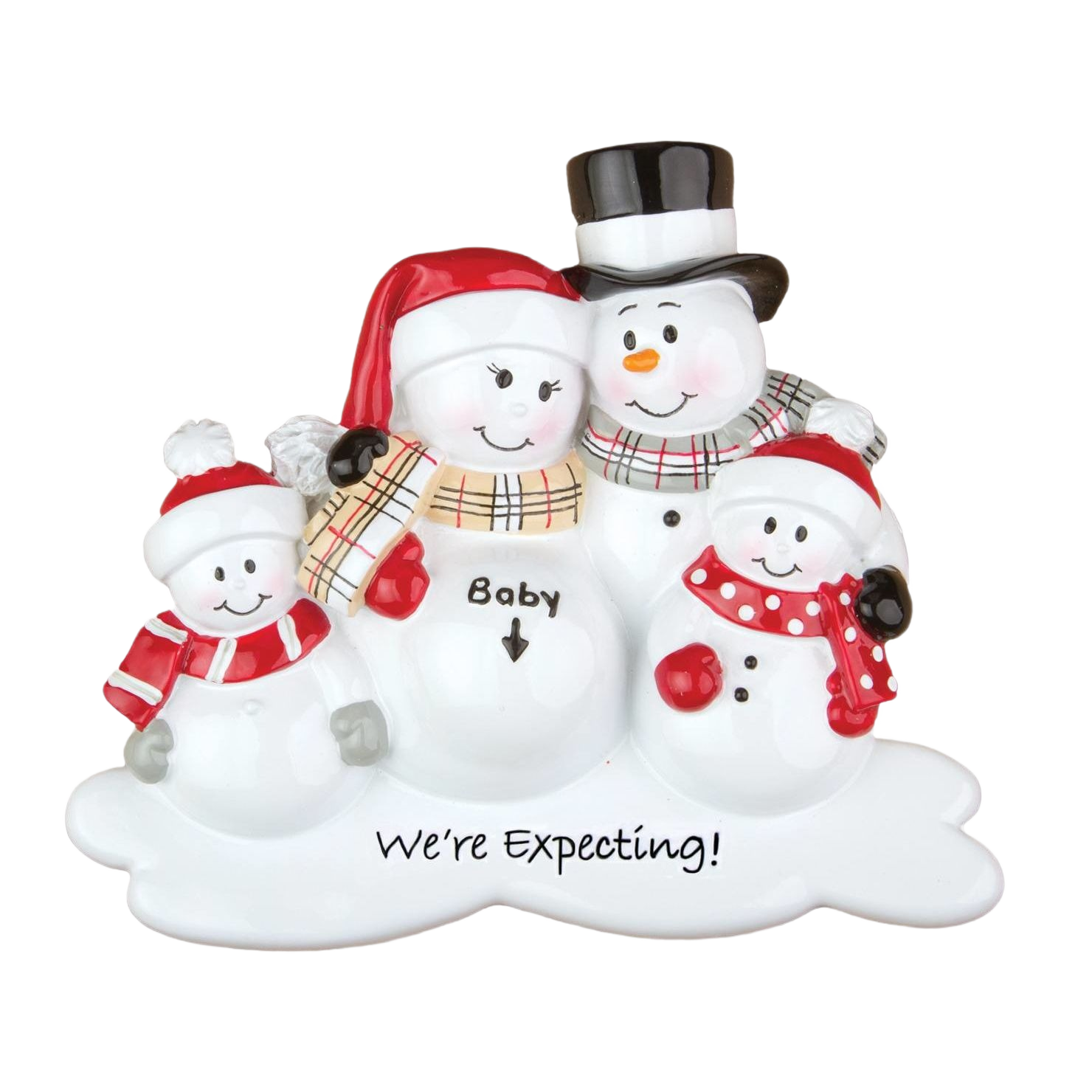 Snowman family ornament with two children and expecting mother for Christmas Ornaments & Tree Decorations under $50 collection