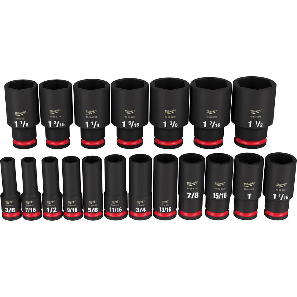 Set of 19 high-strength forged steel deep sockets with 6-point design in hand tools and sockets & ratchets collections