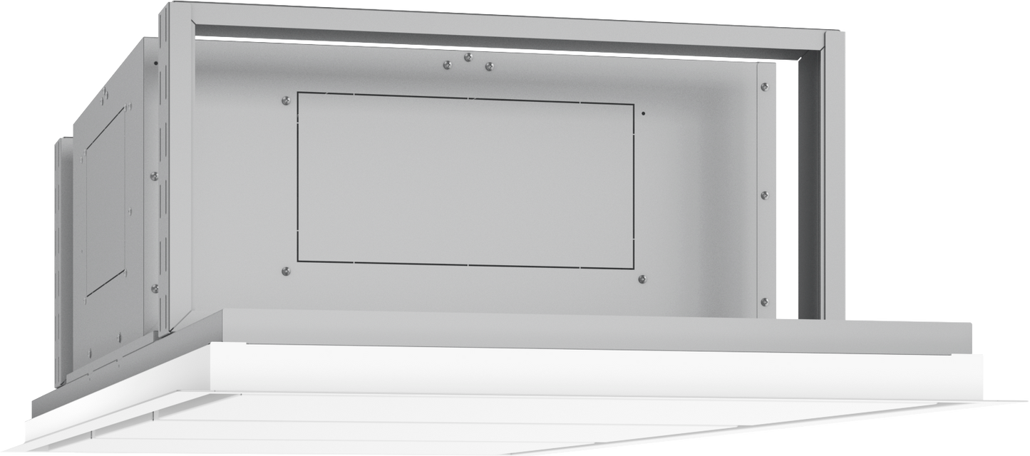 White 63-inch recessed range hood body with minimalist design and LED lighting, part of Range Hoods and Kitchen & Kitchenware collections.