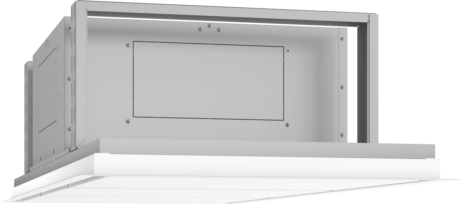 White 63-inch recessed range hood body with minimalist design and LED lighting, part of Range Hoods and Kitchen & Kitchenware collections.