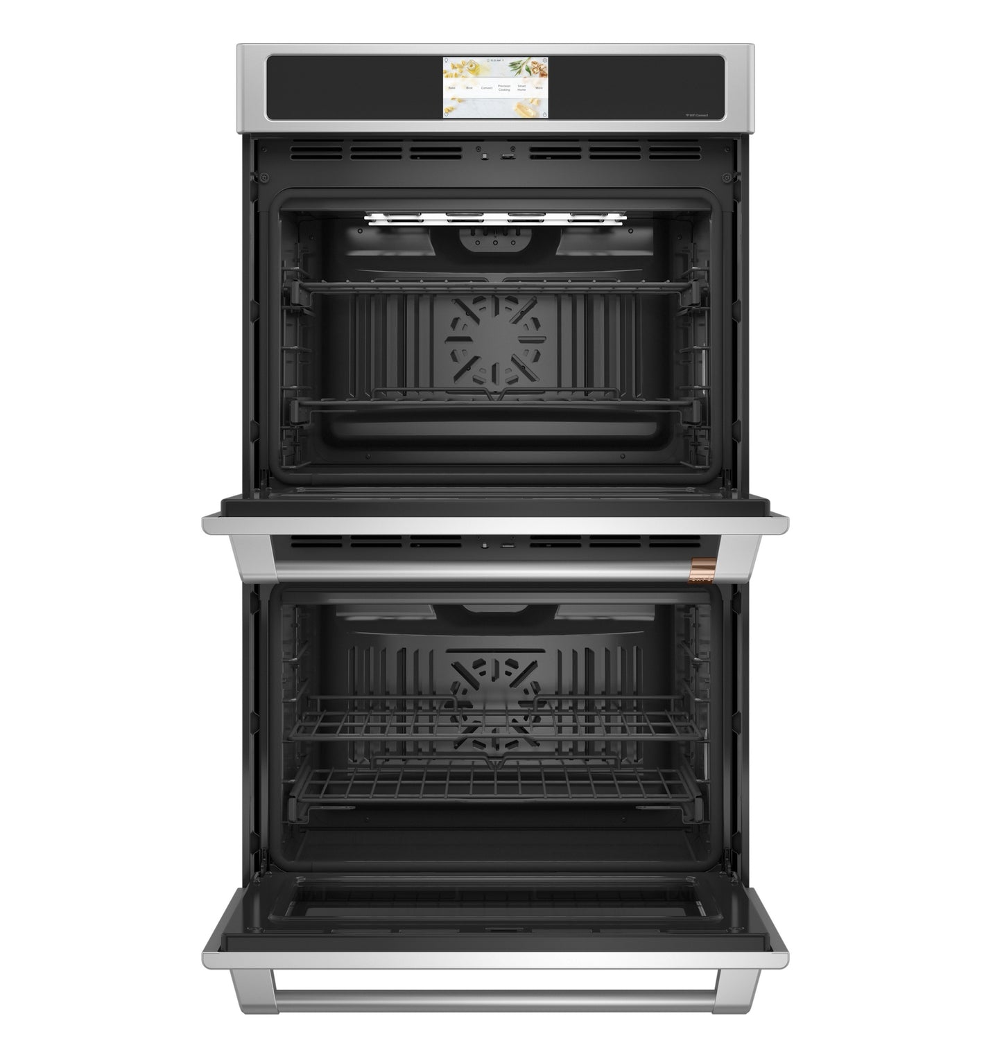 Stainless steel built-in double wall oven with digital touchscreen and convection cooking in Appliances collection