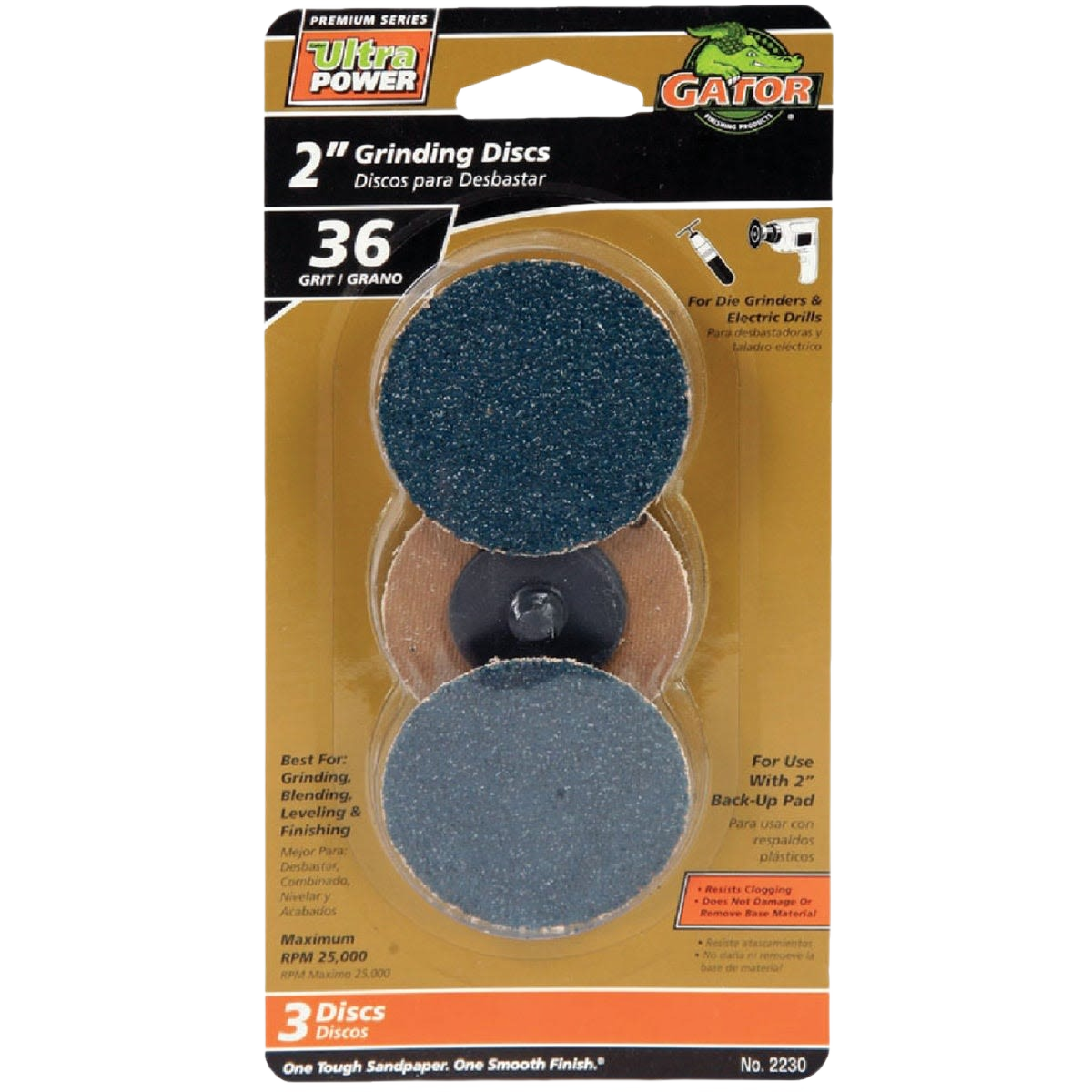 Set of three 2-inch 36 grit grinding discs for power tools and abrasives in home improvement and tool accessories collections