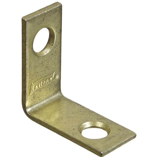 Brass steel corner brace with two mounting holes for reinforcing furniture and building hardware applications under $50 collections