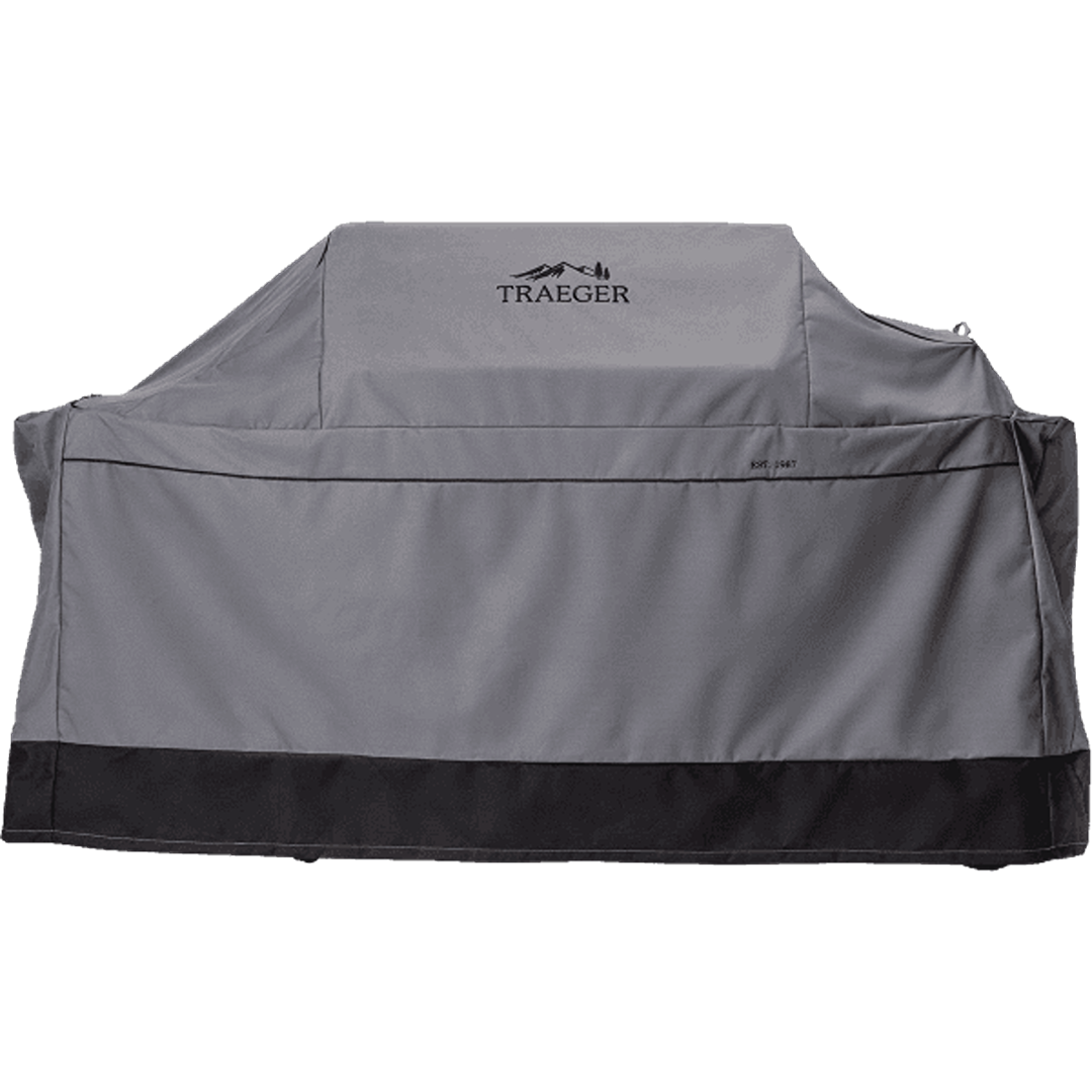 Gray full-length heavy-duty grill cover designed for Traeger Ironwood XL in outdoor living and grill accessories collections