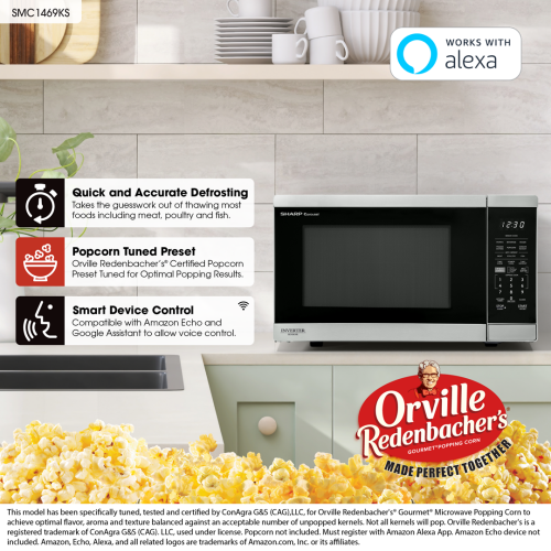 1.4 CF Smart Countertop Microwave Oven, Orville Redenbacher's Certified
