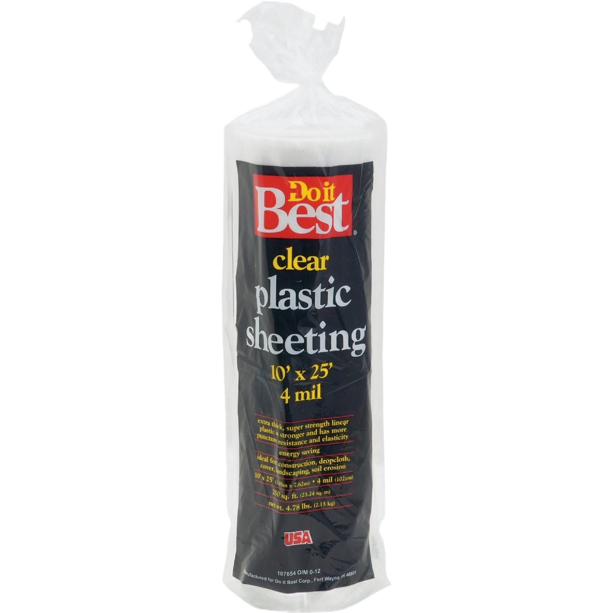 Roll of clear plastic sheeting film designed for home improvement and protective covering projects