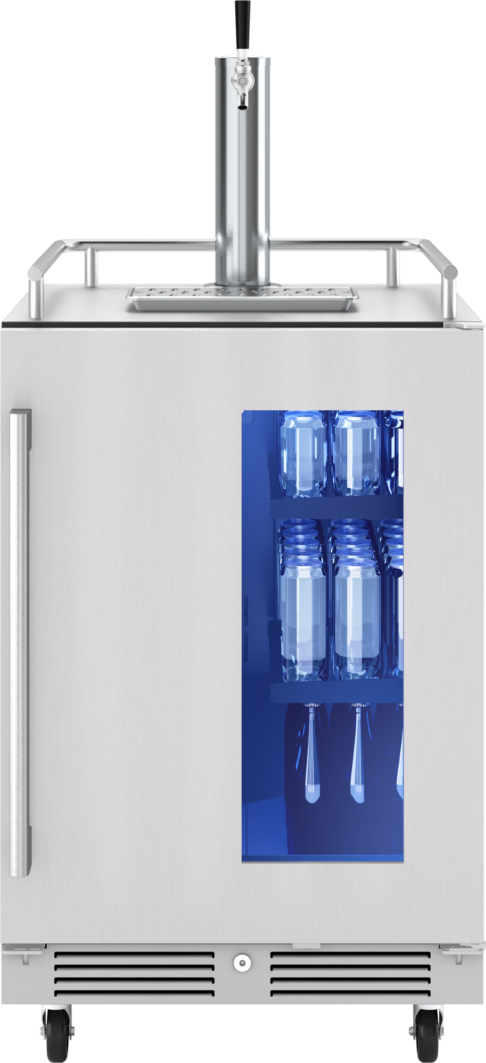 Presrv Kegerator & Beverage Cooler, 24in Under Cabinet, SS+Glass, Reverse Door, 1 Zone