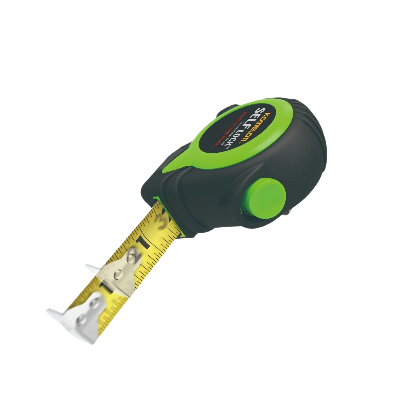 Compact black and bright green measuring tape with 25-foot nylon-coated blade for woodworking and home improvement tools collection