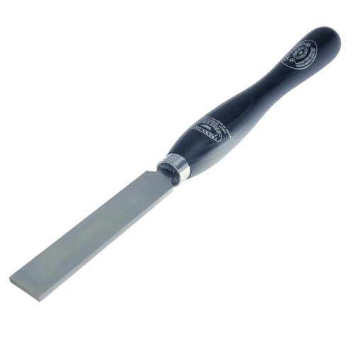 Hand tool with polished metal scraper blade and dark wooden handle for precision scraping in home improvement tasks