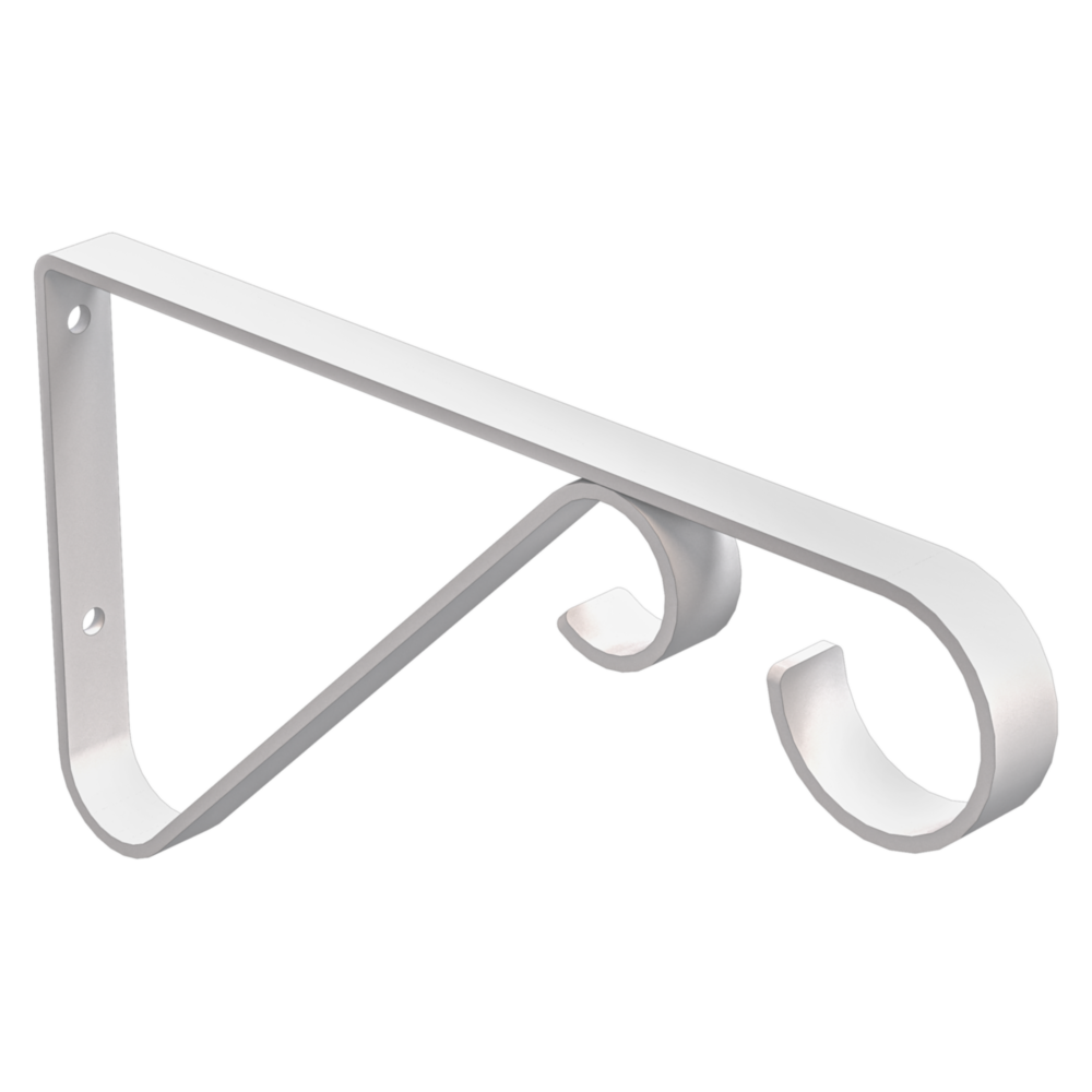 White steel bracket with curved hook design for hanging plants and decor in lawn and garden tools under $50