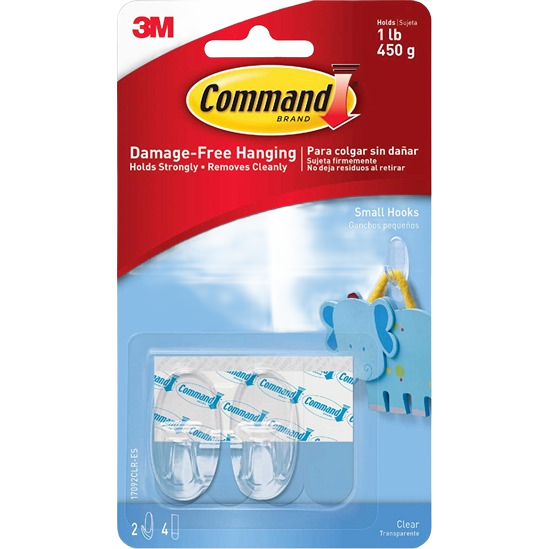 Clear small adhesive utility hooks with damage-free hanging and 1 lb hold for hardware and home improvement uses