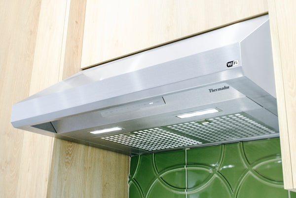 Stainless steel custom insert range hood with built-in lights and ventilation for kitchen improvement tools