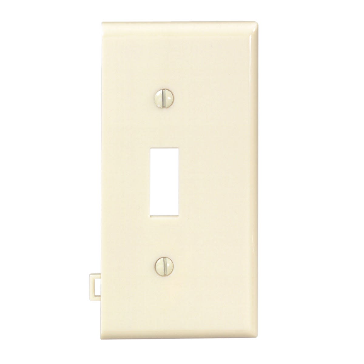 Ivory-colored plastic toggle switch wall plate end panel for electrical wall plates and home improvement projects
