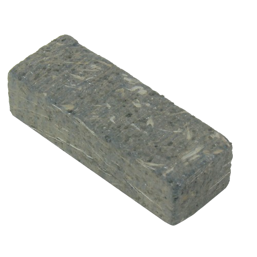 Rectangular gray brake shoe friction puck made of composite material for tools and home improvement use