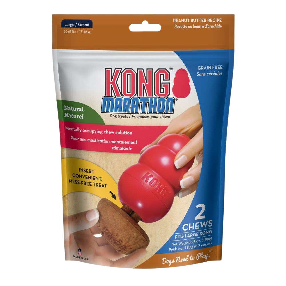 Package of two grain-free peanut butter chews designed for large dog Kong toys in pet supplies under $50 collection