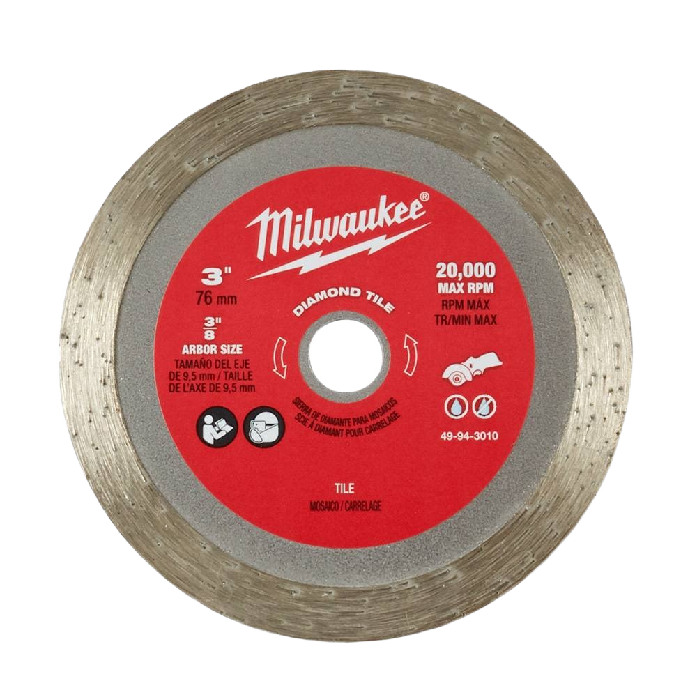 3 inch diamond tile blade with 20,000 RPM max for precise tile cutting in power tool and woodworking accessories collections