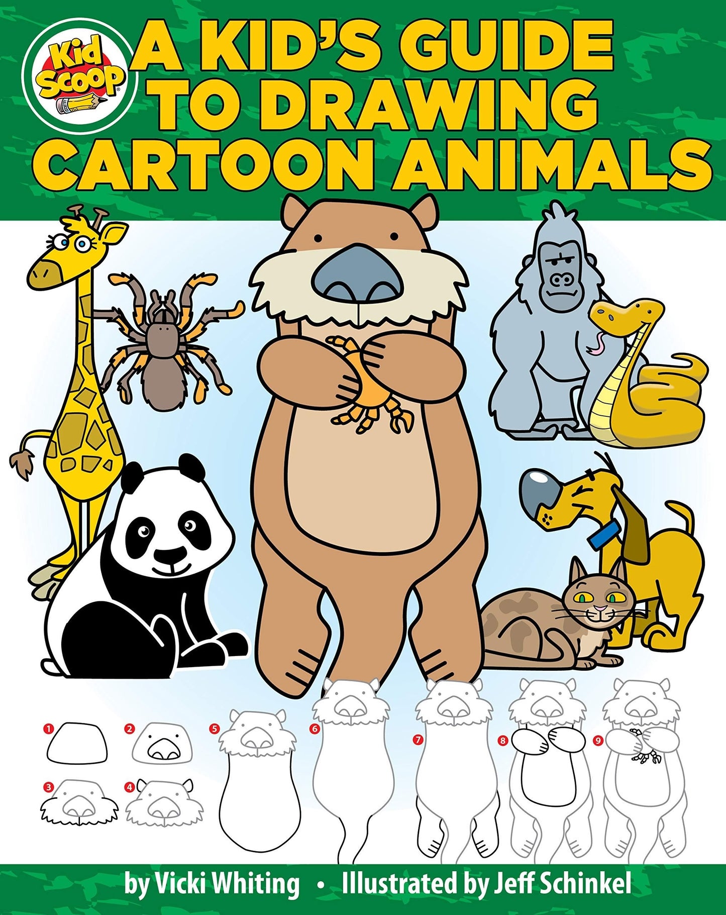 Happy Fox Books A Kid's Guide to Drawing Cartoon Animals with illustrated step-by-step animal drawings for kids.