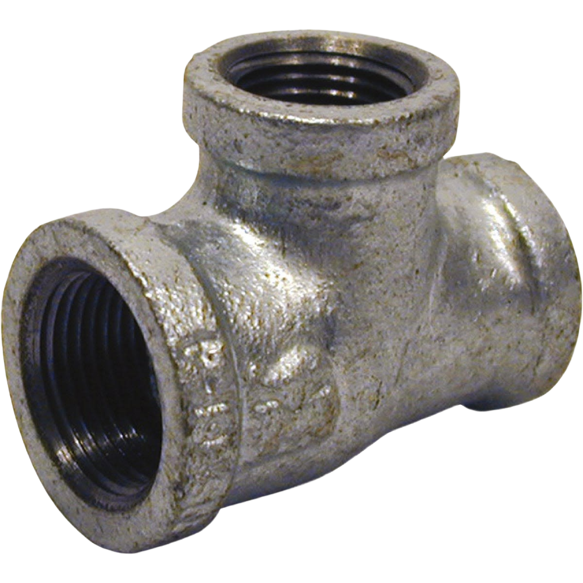 Galvanized steel reducing tee fitting for plumbing pipes in galvanized fittings and pipes & fittings collections