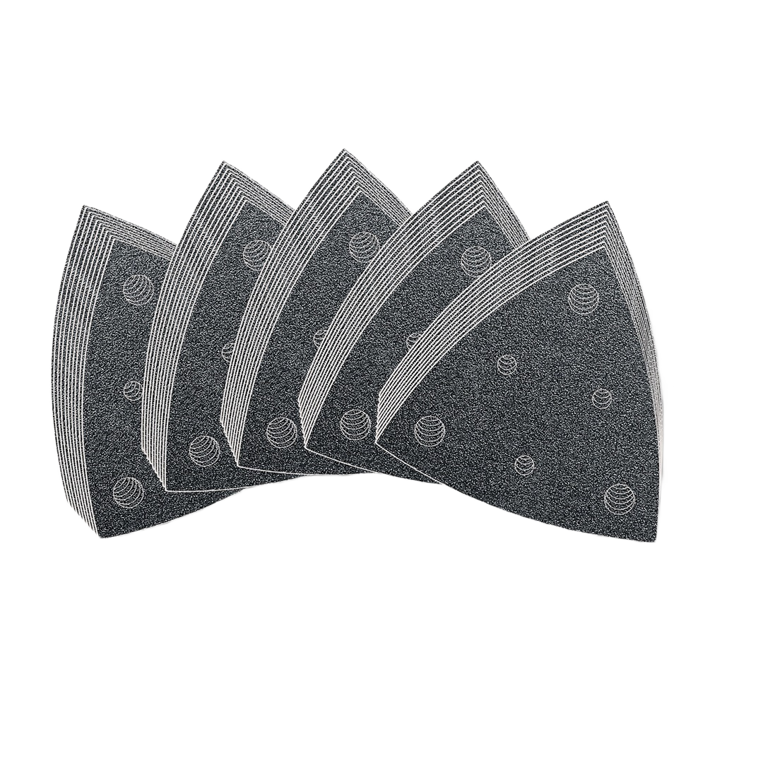 Assorted triangular sanding sheets with multiple grit options for versatile sanding in tool accessories and abrasives collections
