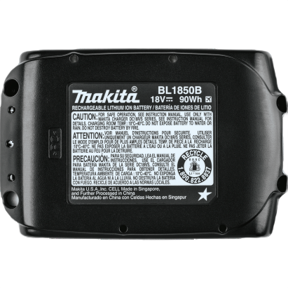 Black Makita 18V lithium-ion rechargeable battery with 5.0 Ah capacity for tools and home improvement tasks